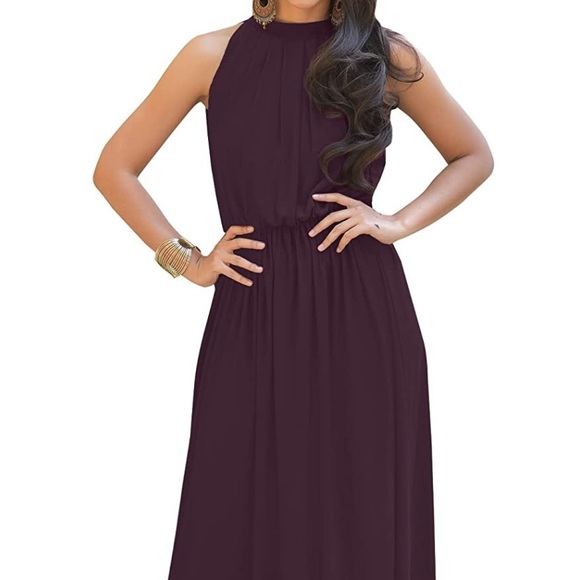 Koh Koh Dresses & Skirts - NWT Maroon Wine Sleeveless Maxi Dress